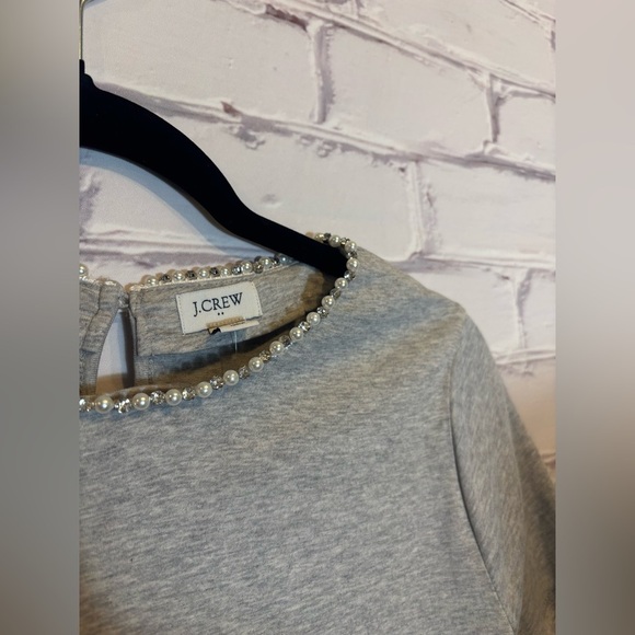 J. crew Gray Pearl and Crystal Embellished Tee Size Small NWT - Picture 5 of 6